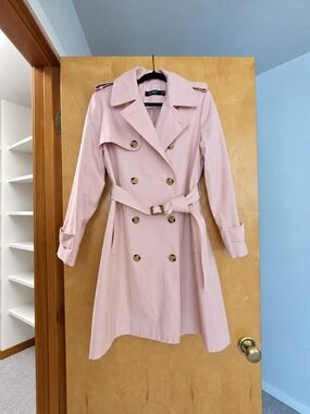 Lauren Ralph Lauren Dusty Pink Double-Breasted Trench Coat